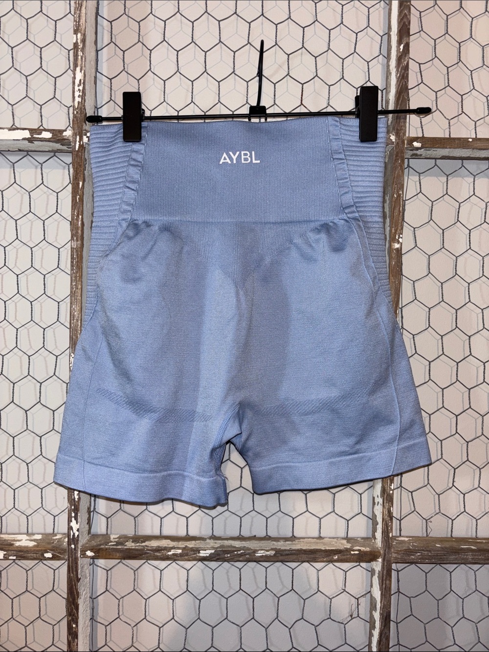 AYBL Seamless High-Waist Bike Shorts in Light Blue
